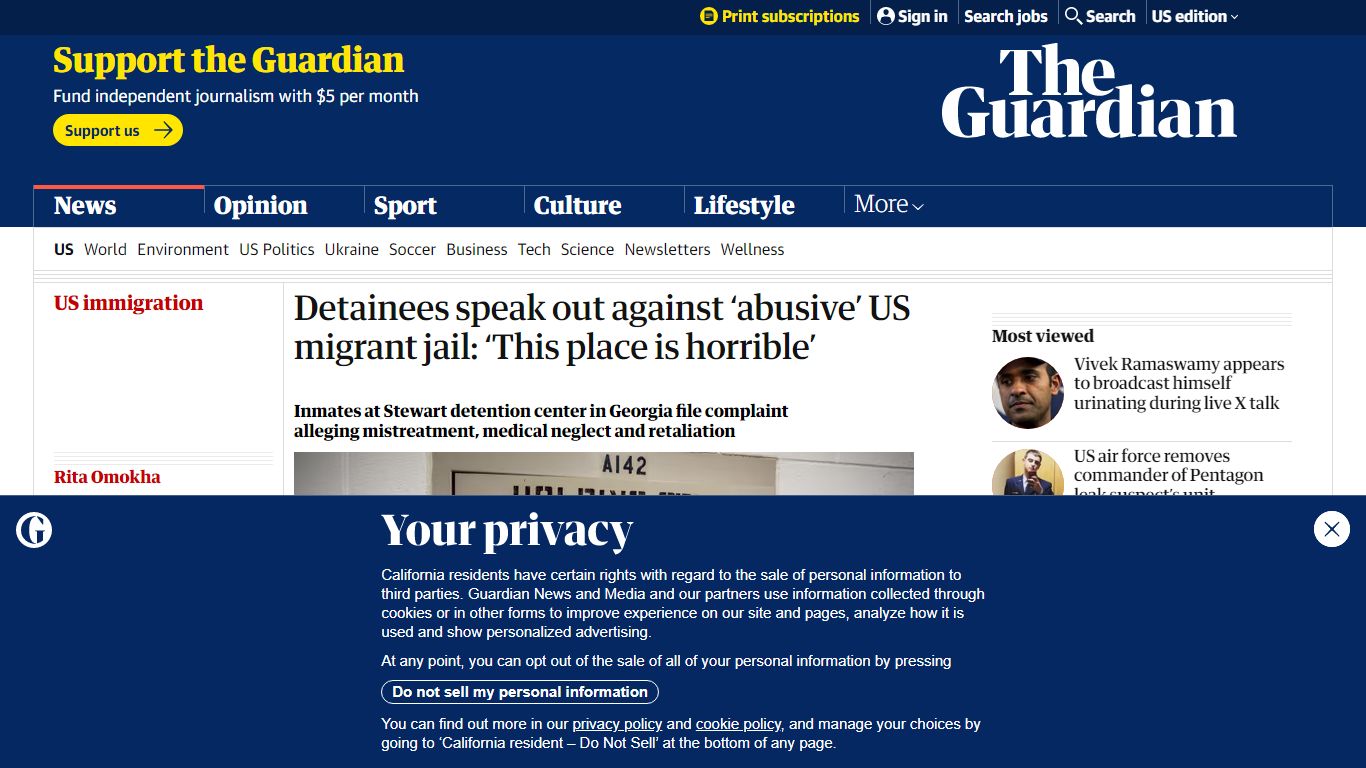 Detainees speak out against ‘abusive’ US migrant jail: ‘This place is ...